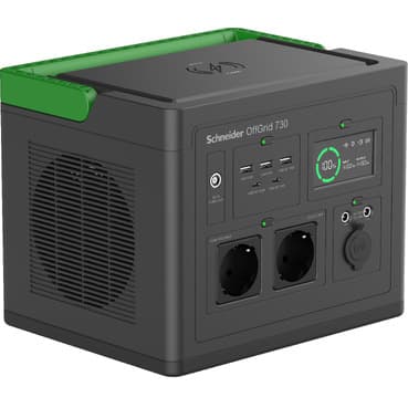 Schneider OffGrid Portable Power Station 730, 738Wh, 230V, 2x Schuko, LCD, Wireless Charger