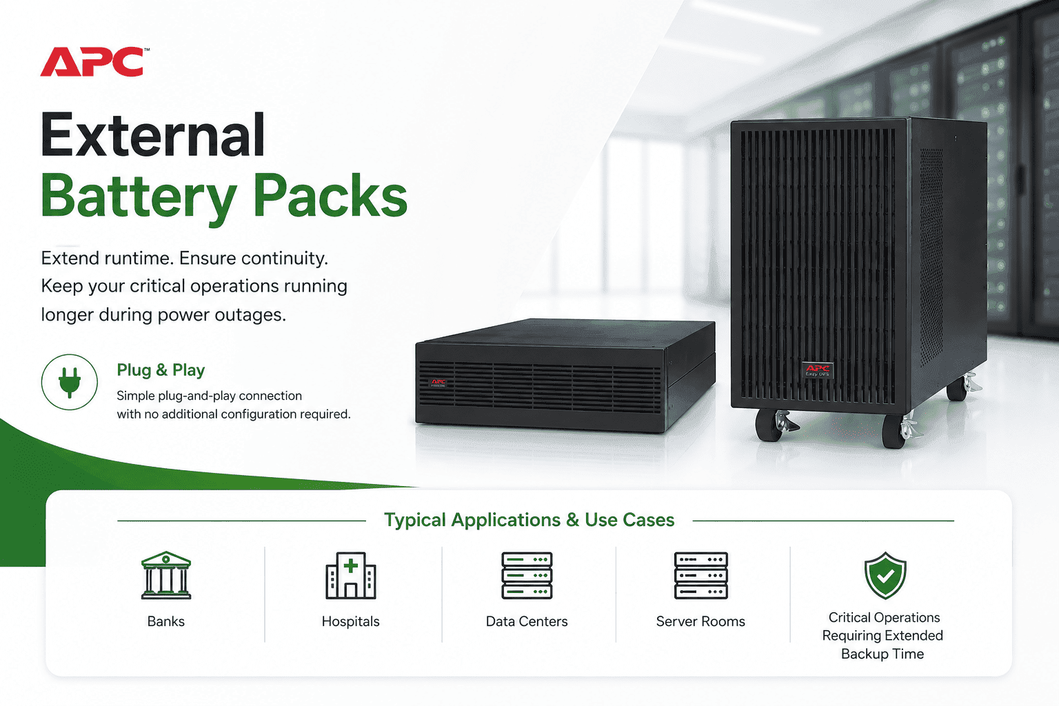 APC External Battery Packs for Easy UPS SRV and SRVL Series
