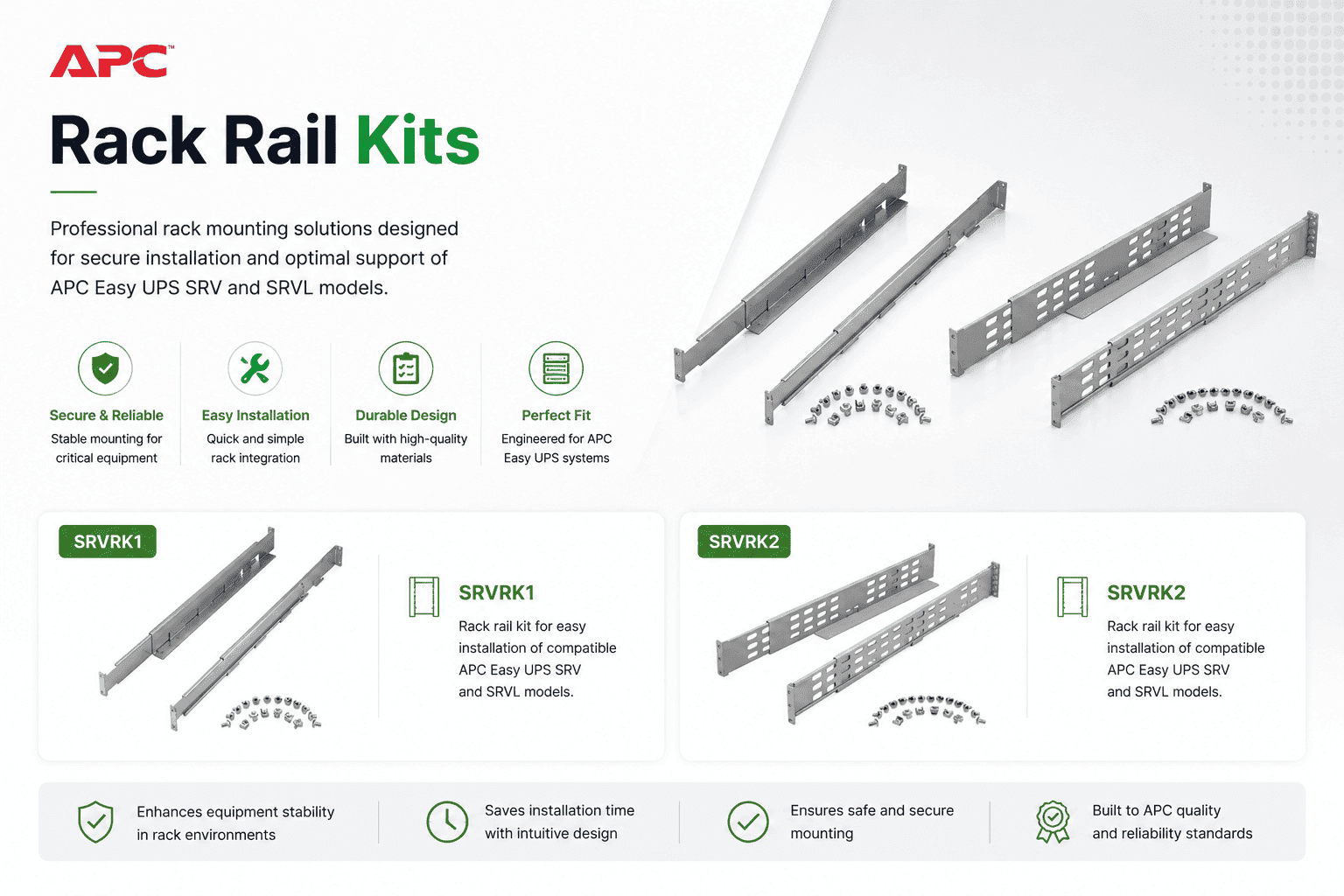 APC Easy UPS Rail Kits for SRV and SRVL Rackmount Series
