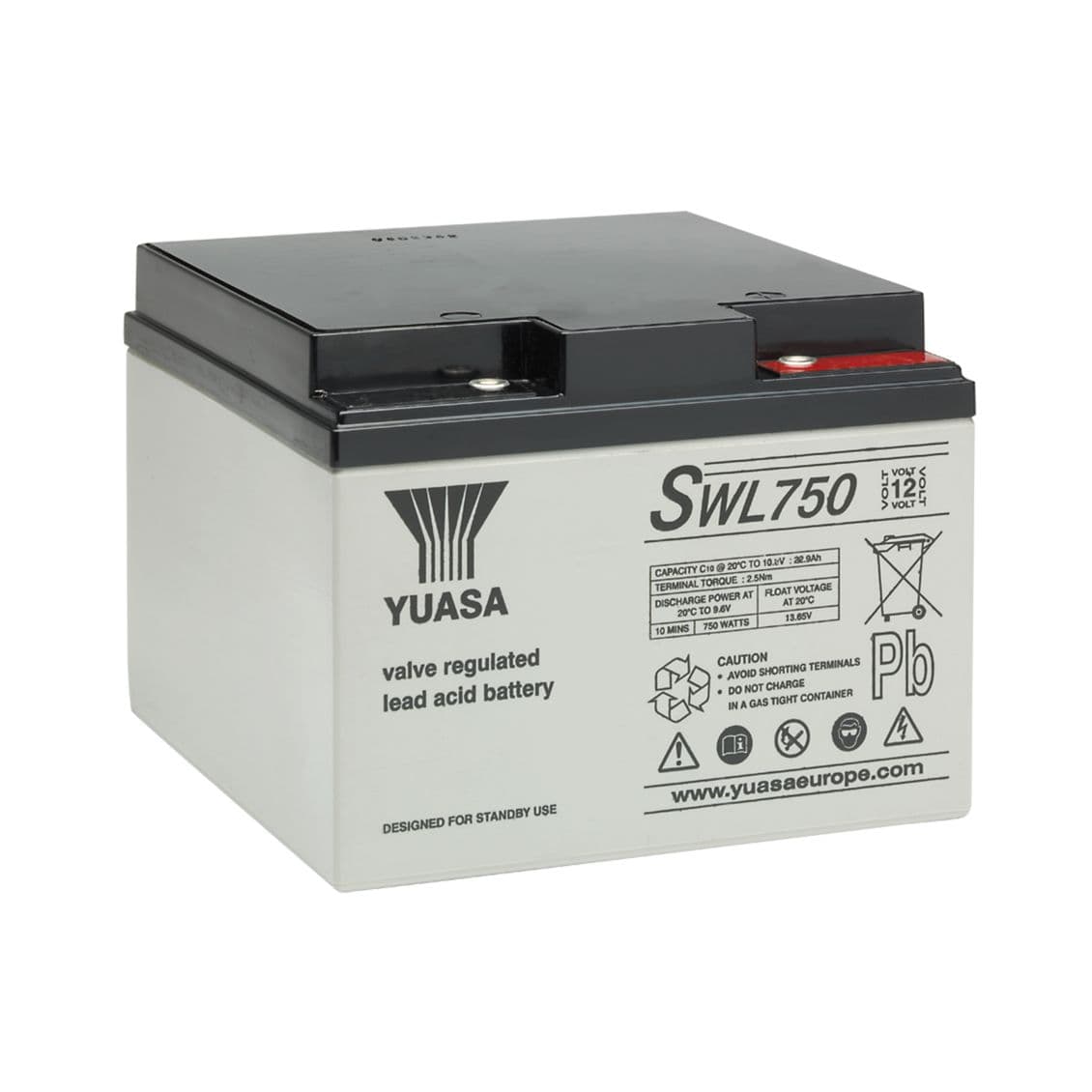 Yuasa SWL750 High Rate VRLA Battery, 12V 25Ah
